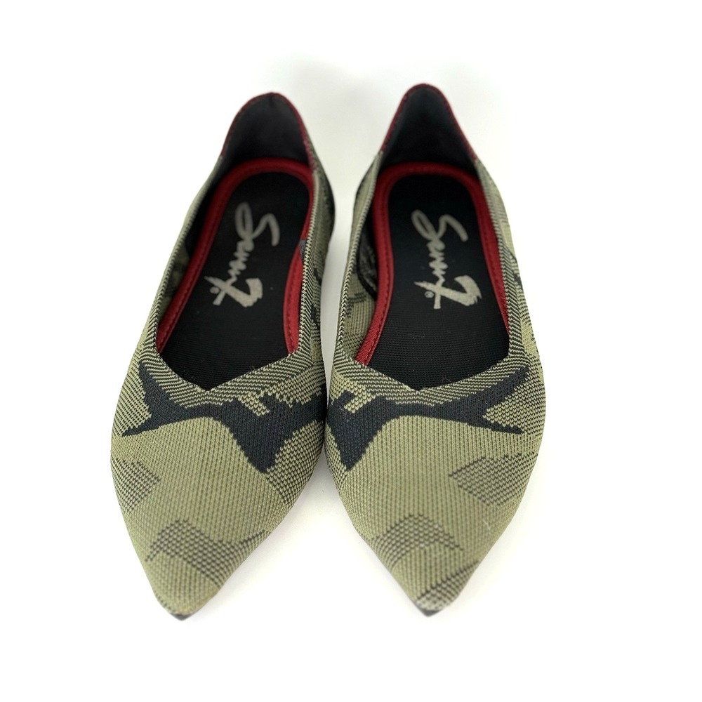 7 For All Mankind Women's Size 8 Camo Knit Pointed Toe Slip On Flats Shoes
